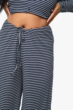 Plus Pantalon Plus à Taille avec Cordon Simple - Rayé