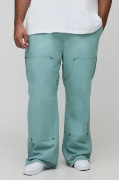 Plus Pantalon slim fit délavé à ourlet brut, style carpenter et évasé