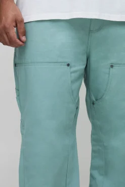 Plus Pantalon slim fit délavé à ourlet brut, style carpenter et évasé