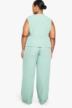 Plus Pantalon Tailleur à Jambe Large Plissé et Tissé