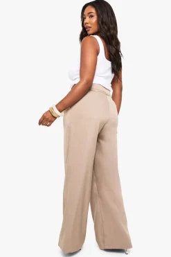 Plus Pantalon tissé à cordon de serrage, plissé, à jambes larges