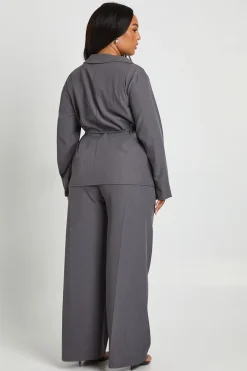 Plus Pantalon tissé plissé à jambes larges