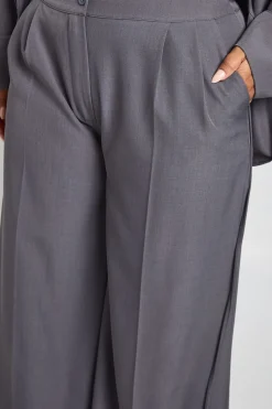 Plus Pantalon tissé plissé à jambes larges