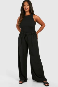 Plus Pantalon tissé Plus à cordon de serrage à jambes larges