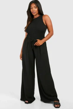 Plus Pantalon tissé Plus à cordon de serrage à jambes larges