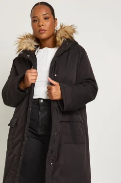 boohoo Plus Parka Plus à détail de garniture synthétique<Femme Vestes & Manteaux