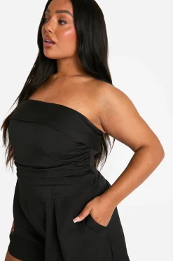 Plus Playsuit bandeau en tissé avec détails froncés