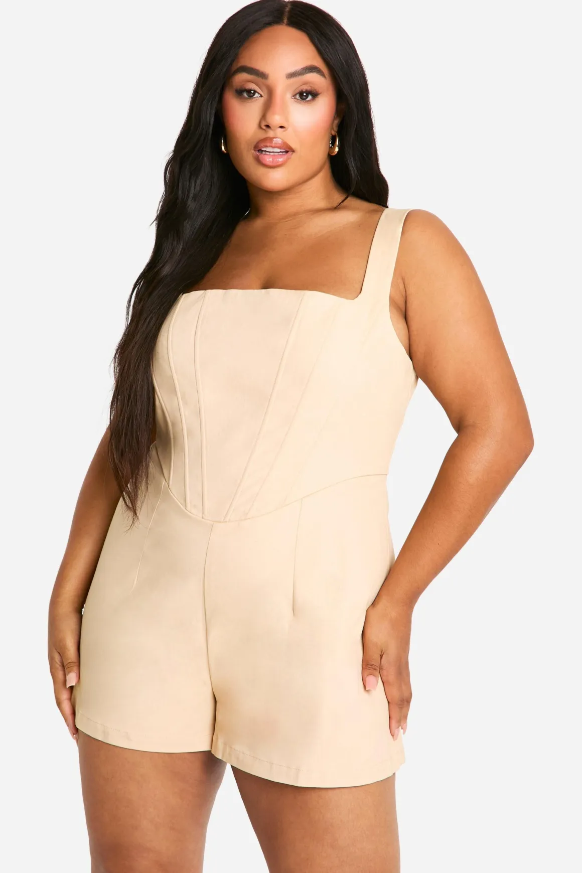 Plus Playsuit Corset Tissé