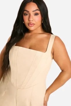 Plus Playsuit Corset Tissé
