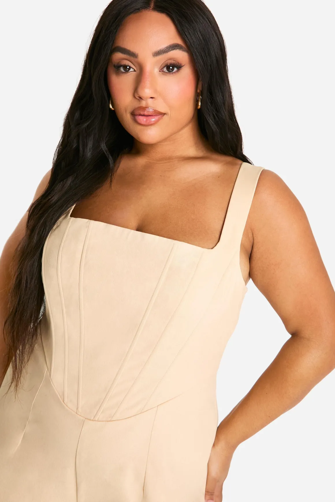 Plus Playsuit Corset Tissé