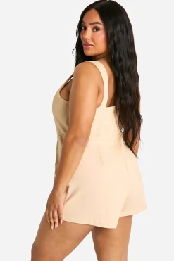 Plus Playsuit Corset Tissé