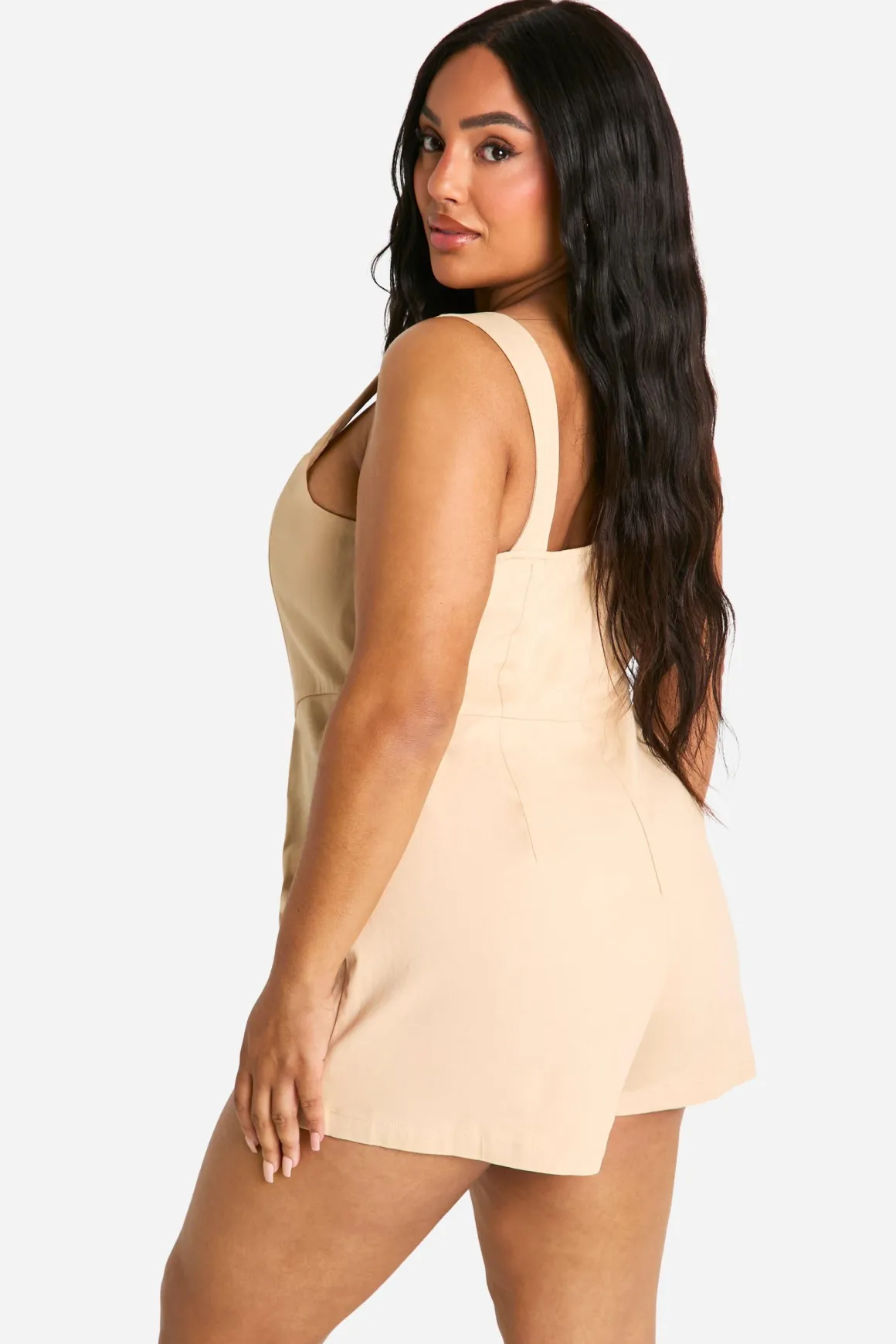 Plus Playsuit Corset Tissé