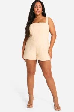 Plus Playsuit Corset Tissé