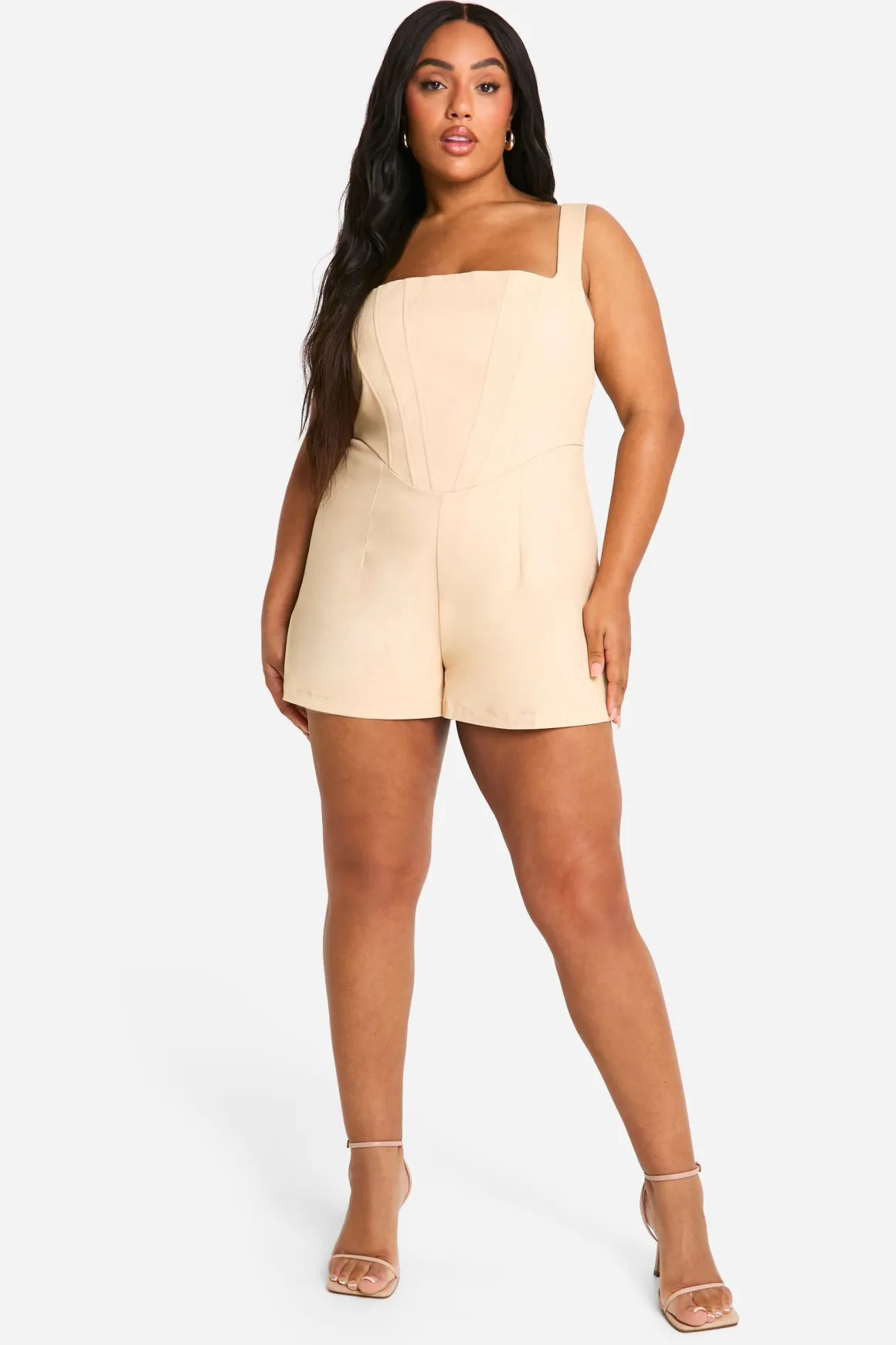 Plus Playsuit Corset Tissé