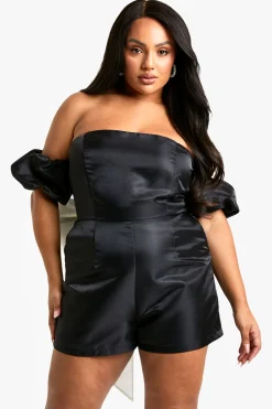 Plus Playsuit en taffetas avec nœud au dos