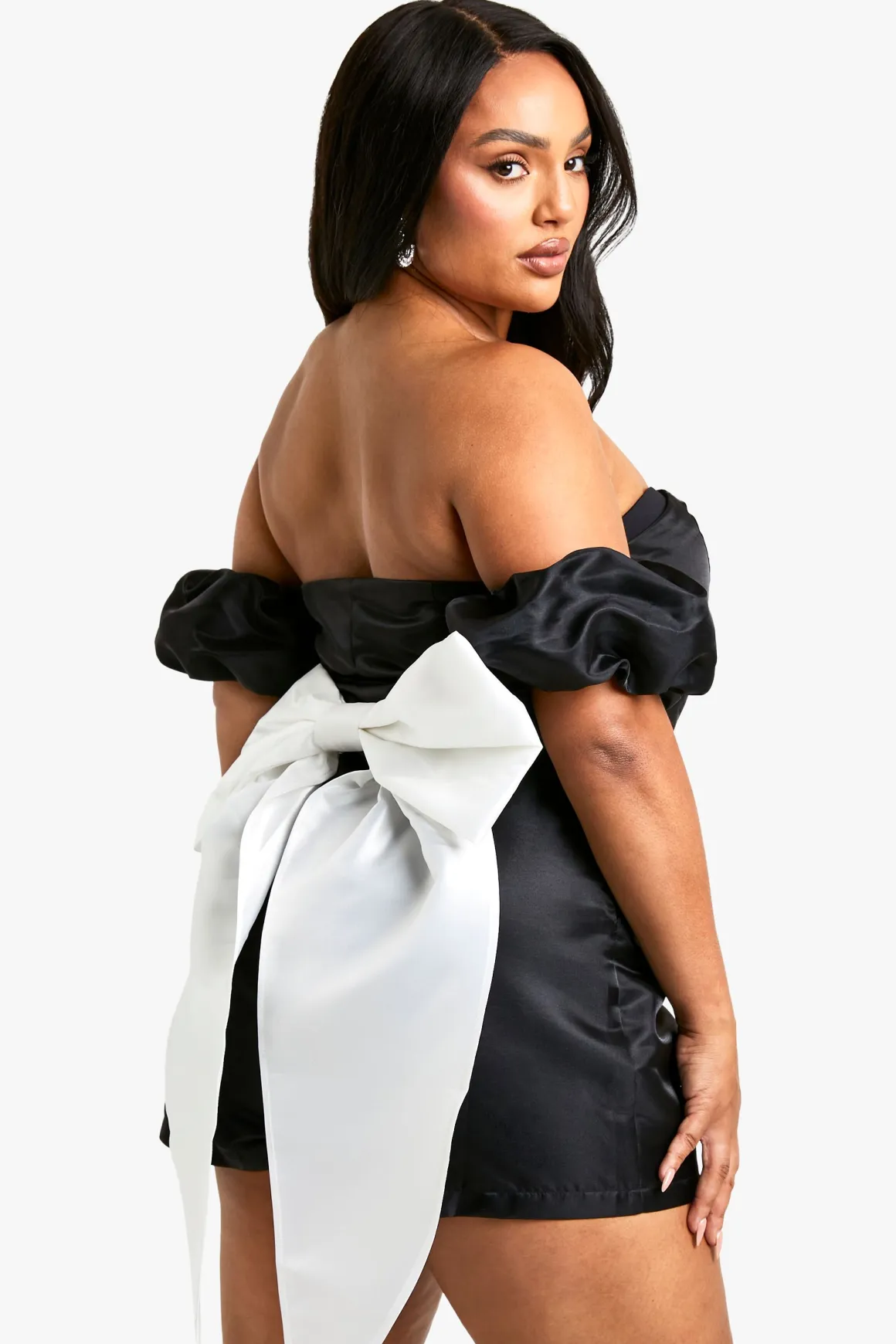 Plus Playsuit en taffetas avec nœud au dos