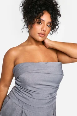 boohoo Plus Playsuit Tissé Grande Taille à Détail Bandeau Ruched<Femme Tailleurs|Combinaisons Et Combishorts