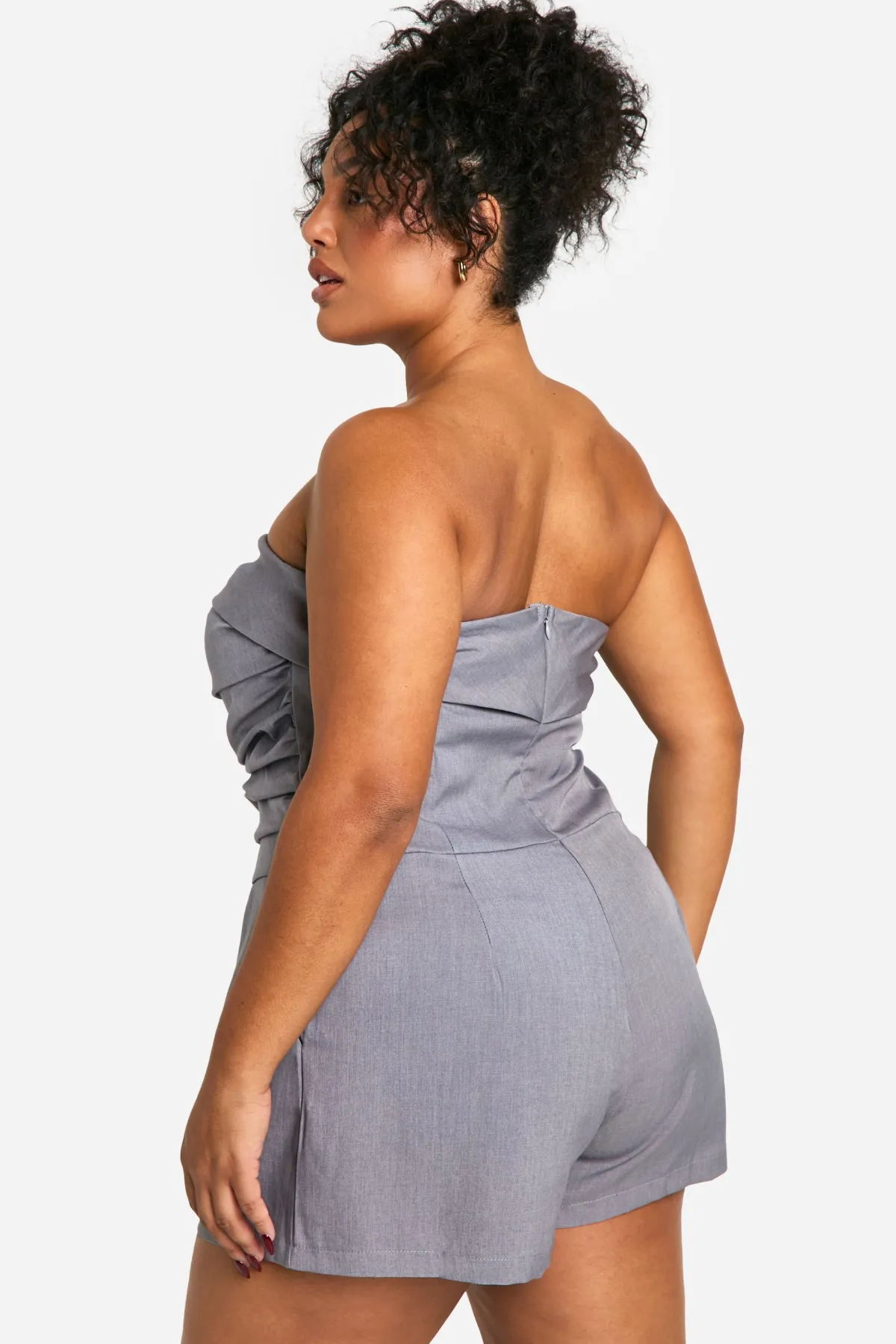 boohoo Plus Playsuit Tissé Grande Taille à Détail Bandeau Ruched<Femme Tailleurs|Combinaisons Et Combishorts