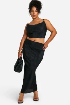 Plus Plissé Cami Top et Jupe Midaxi Coord