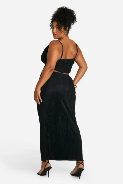 Plus Plissé Cami Top et Jupe Midaxi Coord