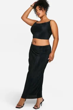 Plus Plissé Cami Top et Jupe Midaxi Coord