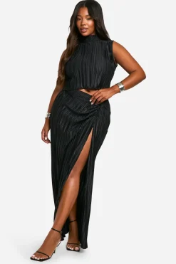 Plus Plissé Top & Jupe Maxi Ruched Co Ord