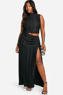Plus Plissé Top & Jupe Maxi Ruched Co Ord
