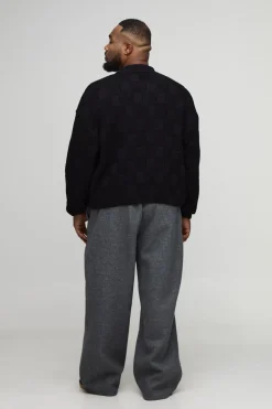 boohooMAN Plus Polo tricoté à côtes mixtes et à motif câble, surdimensionné<Homme Polos|Tout Afficher
