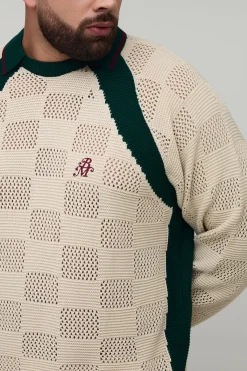 boohooMAN Plus Polo tricoté rétro football surdimensionné<Homme Polos|Tout Afficher