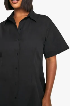 Plus Poplin Cinched Shirt Dress