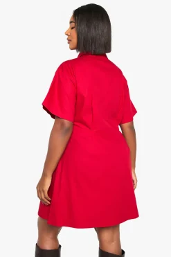 boohoo Plus Poplin Cinched Shirt Dress<Femme Robes|Robes De Jour
