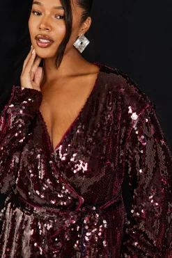 Plus Premium Robe portefeuille à sequins