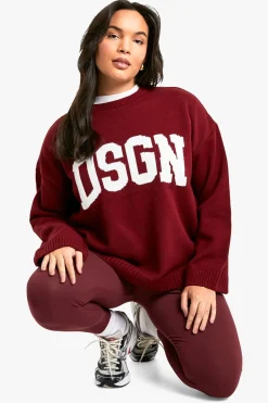 Plus Pull en Maille à Col Rond Grande Taille DSGN