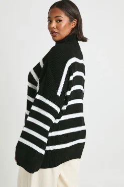 boohoo Plus Pull en Tricot à Col Roulé Rayé<Femme Pulls Et Gilets|Toutes Les Mailles