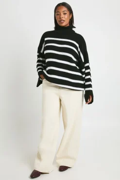 boohoo Plus Pull en Tricot à Col Roulé Rayé<Femme Pulls Et Gilets|Toutes Les Mailles