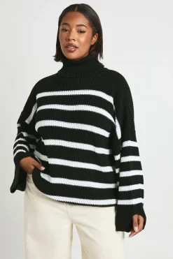 boohoo Plus Pull en Tricot à Col Roulé Rayé<Femme Pulls Et Gilets|Toutes Les Mailles