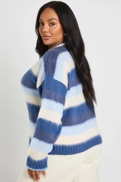 boohoo Plus Pull-over oversize à rayures brossées<Femme Pulls Oversize|Pulls Et Gilets