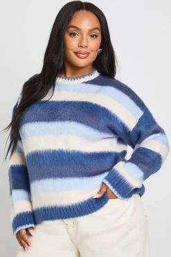 boohoo Plus Pull-over oversize à rayures brossées<Femme Pulls Oversize|Pulls Et Gilets