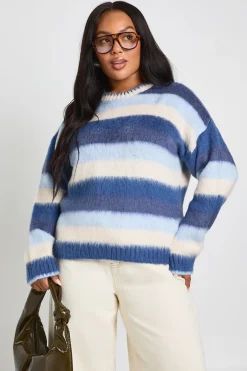 boohoo Plus Pull-over oversize à rayures brossées<Femme Pulls Oversize|Pulls Et Gilets