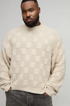 boohooMAN Plus Pull tricoté à col roulé oversize à côtes et motif torsadé<Homme Tout Afficher|Maille