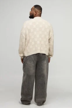 boohooMAN Plus Pull tricoté à col roulé oversize à côtes et motif torsadé<Homme Tout Afficher|Maille