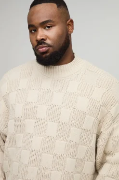 boohooMAN Plus Pull tricoté à col roulé oversize à côtes et motif torsadé<Homme Tout Afficher|Maille