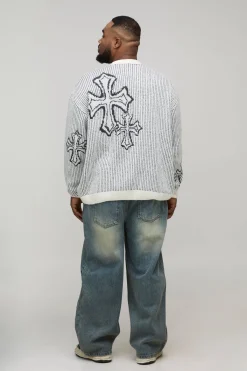 boohooMAN Plus Pull tricoté oversize, boxy, duveteux à jacquard croisé<Homme Tout Afficher|Maille