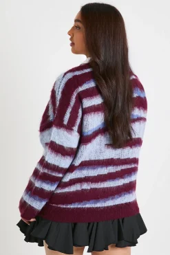 Plus pull tricoté oversize à imprimé abstrait en maille brossée