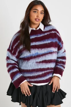 Plus pull tricoté oversize à imprimé abstrait en maille brossée