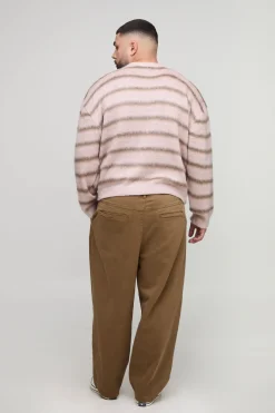 boohooMAN Plus pull tricoté surdimensionné et à coupe carrée, à rayures ombrées brossées Plus<Homme Tout Afficher|Maille