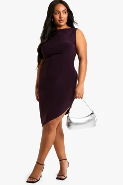 boohoo Plus Racer Robe Midi à ourlet asymétrique<Femme Robes Mi-Longues|Robes Moulantes