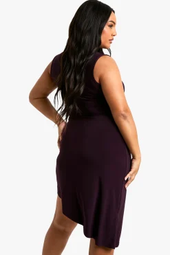 boohoo Plus Racer Robe Midi à ourlet asymétrique<Femme Robes Mi-Longues|Robes Moulantes