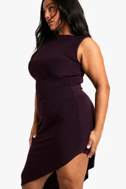 boohoo Plus Racer Robe Midi à ourlet asymétrique<Femme Robes Mi-Longues|Robes Moulantes