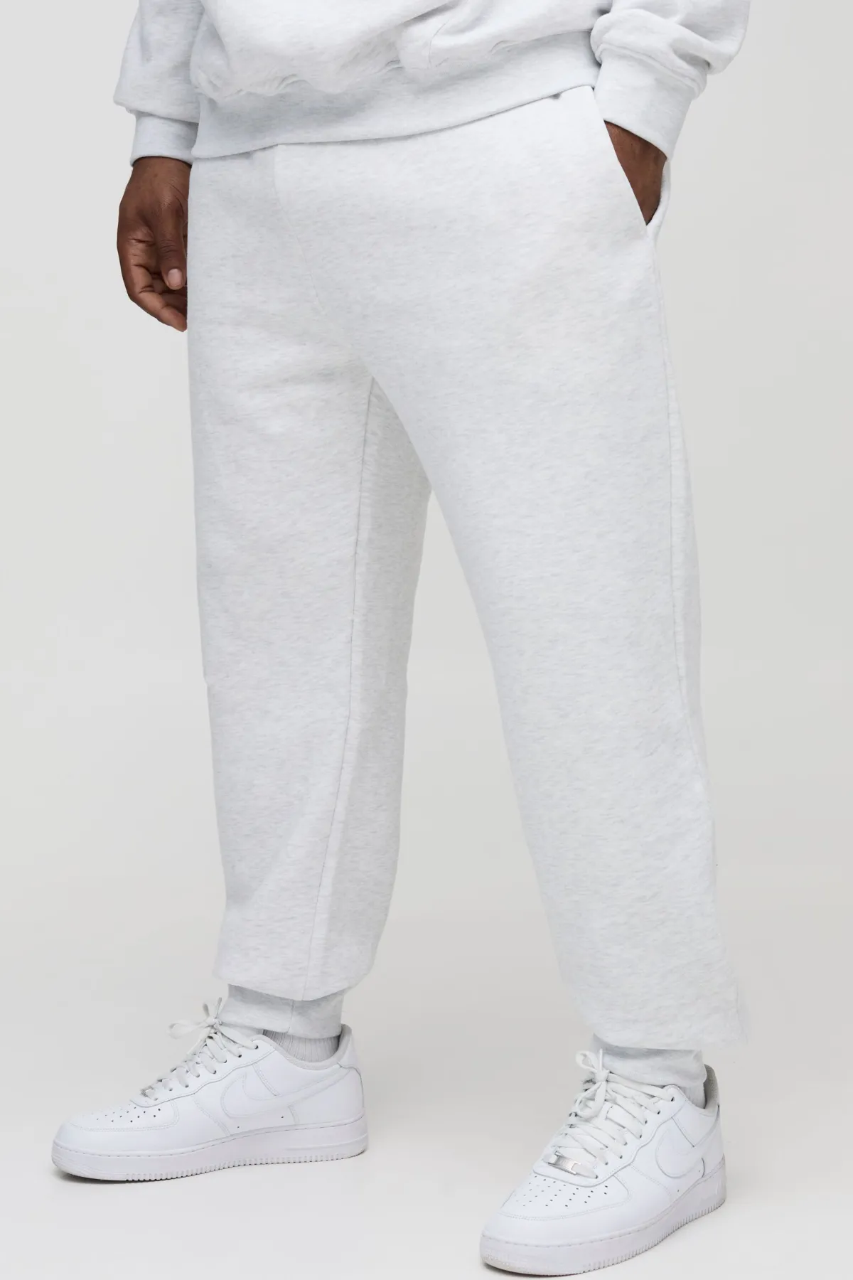 boohooMAN Plus Regular Fit Joggers In Grey Marl<Homme Tout Afficher|Joggings Grande Taille